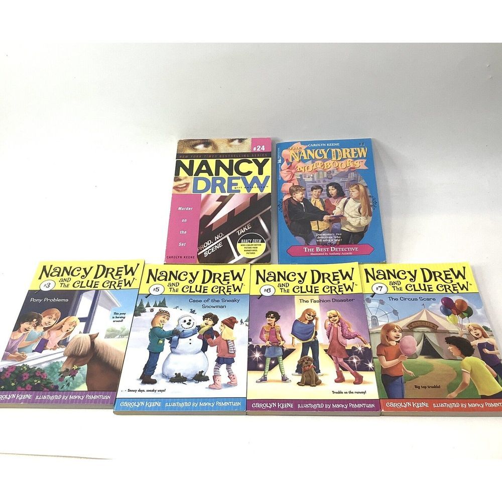 Lot of 6 Nancy Drew & Clue Crew books 3 5 6 7 Paperback Girl Detective Notebooks